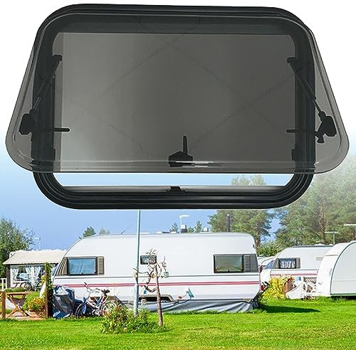 Fenêtre de camping-car style poussoir – Trappe d'aération double couche avec rideau | Fenêtre de camping-car, fenêtre de sortie de remorque | Fenêtres de camping-car de qualité supérieure – Idéal pour