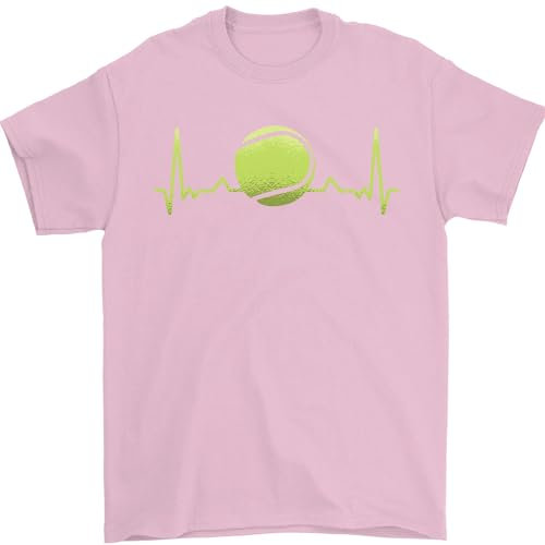 Tennisspieler ECG Pulse Herren-T-Shirt, 100 % Baumwolle, hellrosa, L