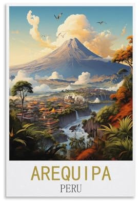 HSAYYIII Arequipa Peru Vintage-Reiseposter, 20 x 30 cm, Leinwandkunst, Poster und Wandkunst, Bilddruck, Schlafzimmer-Dekor