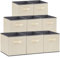 Lifewit 8 Stück Aufbewahrungsbox aus Stoff, Faltbar Aufbewahrungswürfel Aufbewahrung aus Vliesstoff mit Griff für Würfelregal Regal Einsatz, 26,5 X 26,5 X 28 cm,Beige