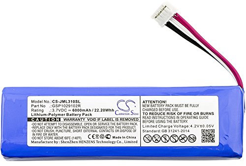 6000mAh 22.20Wh Battery Replacement for JBL Charge 2, Charge 2 Plus, Charge 2+, Charge 3 2015, Charge 3 2015 Version Wireless Bluetooth Speaker fit Part No. GSP1029102R, P763098