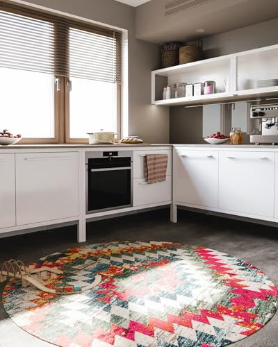 benuta Vintage Teppich CASA Mehrfarbig ø 300 cm rund - Teppich für Wohnzimmer, Schlafzimmer und Flur - Pflegeleicht - Fußbodenheizung Geeignet