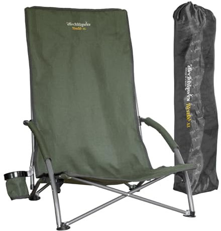 dieckkinners Strandstuhl Renke XL, Bequemer Faltstuhl mit hoher Rückenlehne, leicht tragbar mit Tragetasche, für Strand und Camping, belastbar bis 100 kg, Grün