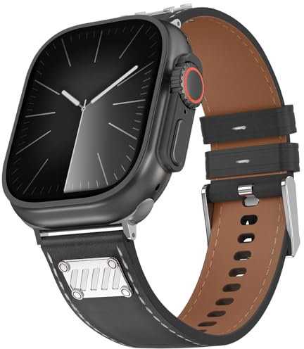Bouixel Compatible with Apple Watch Straps 49mm 46mm 45mm 44mm 42mm Men Women, Top Grain Genuine Leather Band for iWatch Ultra Series 10 9 8 7 6 5 4 3 2 1 SE