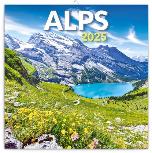 NOTIQUE Wandkalender 2025 Alpen Kalender, Broschürenkalender mit Monatskalendarium, Broschurkalender Naturkalender Kalender 30 x 30 cm (30x60 Geöffnet)
