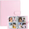 Classeur de cartes photo Kpop A5, 6 anneaux avec 200 emplacements pour cartes, couverture en cuir synthétique avec fermeture à boucle magnétique pour organiser les cartes à collectionner (rose)