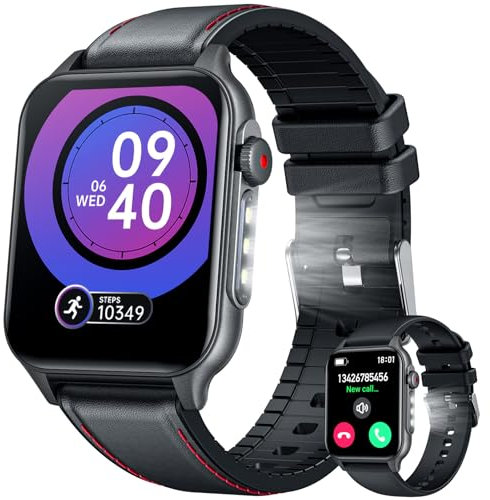 Reloj Inteligente Hombre Smartwatch con Llamadas: 2.0 Digital Smart Watch con Whatsapp Bluetooth Linterna podometron Monitor Sueño 100+ Modo Deportivo Pulsera Actividad Compatible Android iPhone iOS