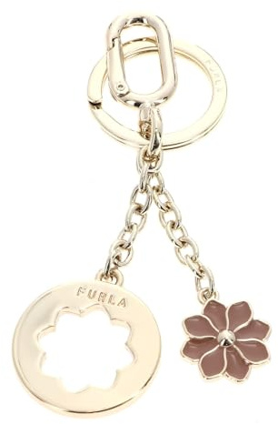 Furla Schlüsselanhänger Kristall Anhänger Blume WR00719 MES000 3378S Tüll, Metallisch + Rosa, S