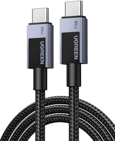 UGREEN Cable USB C 60W, Tipo C Carga Rápida PD 3.0 Compatible con MacBook, iPad, iPhone 16/15 Plus Pro Max, Galaxy S24 S23 S22, Pixel 6 7 8 9, etc. 1M