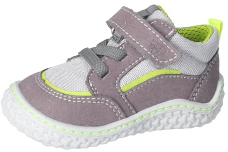 RICOSTA Jungen Kletthalbschuhe Patsy, Kinder Lauflernschuhe, Weite: MITTEL, Barfuß-Schuh,vegan, Klettverschluss, Sneaker, hellgrau/grün (450), 25 EU