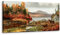 MHARTK66 Herbstlicher Seeblick Leinwand Bilder, 50x100 cm Groß Wandbilder Wohnzimmer Hirsch Bild Aesthetic, Modern Tier Wanddeko Kunstdruck Schlafzimmer Badezimmer Büro Esszimmer Küche