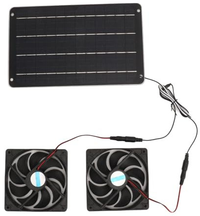 Qukaim Solar Exhaust Fan 20W Solar Panel Fan Kit, Solar Powered Dual Fan with Switch for Heat Dissipation and Ventilation, Ideal for Chicken House, Greenhouse, and Dog House