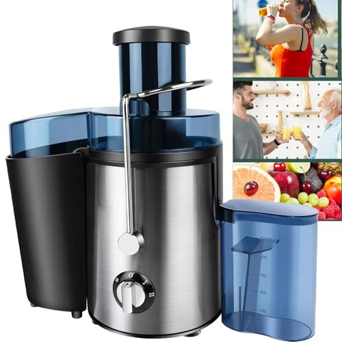 Entsafter Gemüse und Obst, 400W Juicer mit Großer Einfüllschacht (65 mm), 2 Geschwindigkeitsstufen, Anti-Tropf-System & Anti-Rutsch-Füße, Leicht zu bedienen und zu reinigen