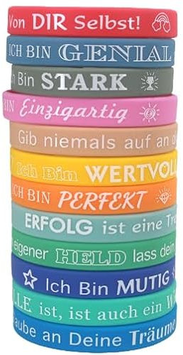 Mexgcom 2x12 Personalisierte Silikon-Armbänders(24Pcs), Inspirierende Sprüche Silikon Armbänder, für Motivation, Spendenaktionen, Bewusstsein, personalisierte Gummi-Armbänder, Motivationsarmbänder