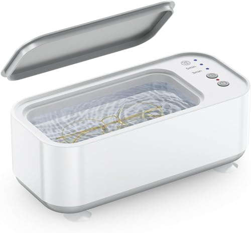 Ultrasonic Jewellry Cleaner, 48kHz Ultrasonic Cleaner, Professional Sonic Cleaner with 3 Modes Digital Timer, One-Touch Operation Ultrasonic Cleaning for Jewellery, Glasses, Dentures, Ring, Silver