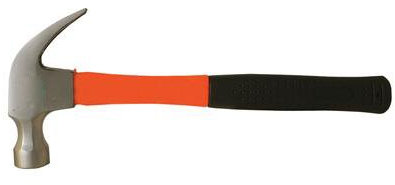 16oz Fibreglass Claw Hammer - Steel Head - Shock Absorbing Fibreglass Shaft