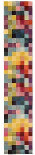 RugVista, Torrent, Teppich, Mittelflor, 80 x 400 cm, Läufer, Modern, Oeko-Tex Standard 100, Polypropylene, Flur, Schlafzimmer, Küche, Wohnzimmer, Lila/Rosa, Rosa