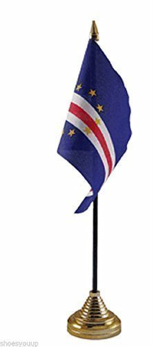 Cape Verde Polyester Table Desk Flag 6 x 4 + Gold Base
