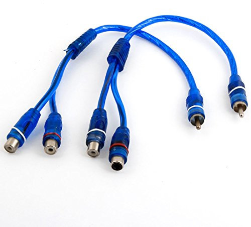 sourcing map Blue Male to 2 Female RCA Speaker Splitter Cable Adapter 2 Pcs