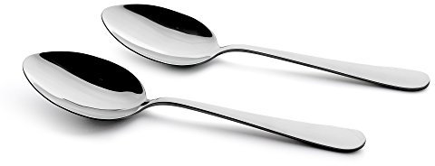 Windsor Carded Grunwerg Set of 2 Serving Spoons, Stainless Steel, Mirror Polished, 23.5 x 5.5 x 4 cm