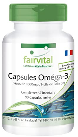 fairvital Omega-3 Kapseln aus 1000mg FischÖl, 90 Softgels, HOCHDOSIERT, 3000mg pro Tagesdosis, mit EPA und DHA