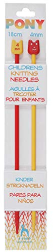 Pony Childrens Coloured Knitting Pins: Plastic: Single Ended: 18cm x 4.00mm, Multi, 4.1 x 4 x 25 cm