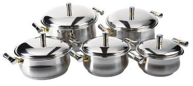 Topf Set Griff Gold Kochtopfset Edelstahl 18/10 10 teile Fleischtopf Gemüsetopf Töpfe Induktion