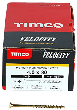 TIMCO Velocity Premium Multi-Use Countersunk Gold Woodscrews - 4.0 x 80 - Box of 200
