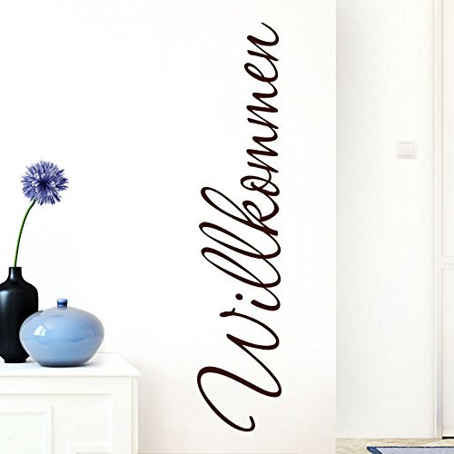 Grandora Wandtattoo Wort Willkommen I braun 26 x 120 cm I deutsch Flur Diele Eingang selbstklebend Aufkleber Wandaufkleber Wandsticker W1099