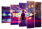 Mehrteilige Bilder auf Glas 150x100cm Glasbild futuristisch Grafik Stadt Beleuchtung Groß XXL Wanddeko Schlafzimmer Küche Set 5 teilige Wandbilder Dekoration Wohnzimmer Modern Wand Art GEG150x100-3189