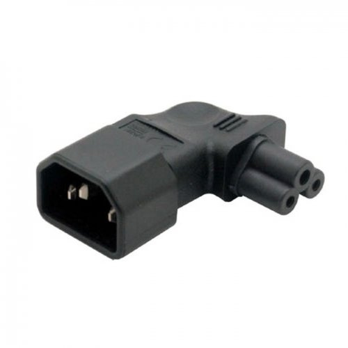 JSER IEC 90-Grad-Adapter, 3-poliger Stecker C14 auf Micky C5, links abgewinkelt, Verlängerungsnetzadapter