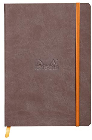 Rhodia 117453C Notizheft Rhodiarama mit weichem Umschlag, dot grid, 80 Blatt, 90 g elfenbeinfarbenes Papier, A5 148 x 210 mm, Lesezeichen, Innentasche,1 Stück,schokoladenbraun