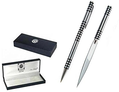 Men's Black Lattice Pen & Letter Opener Set - Charles Rennie Mackintosh design