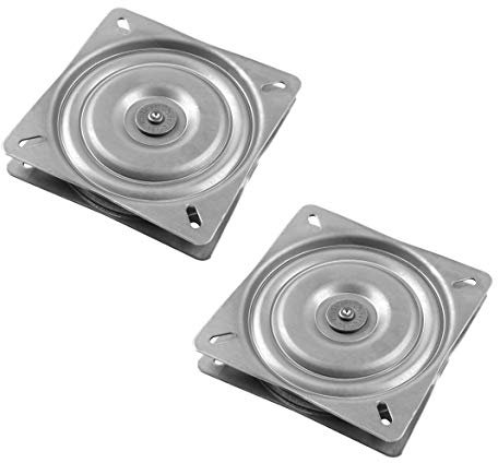 Drehkranz Schwerlast-Drehbeschlag 360° kugelgelagert Drehteller zum Schrauben | Stahl blank | Druck-Kugellager 225 kg | Schwenkauszug mit Drehplatte | 2 Stück - Drehbeschlag für Möbel & Schränke