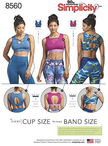 Simplicity 8560Simplicity Pattern 8560 Women’s' Knit Sports Bras, Paper, White, A (30A-44G), US8560A