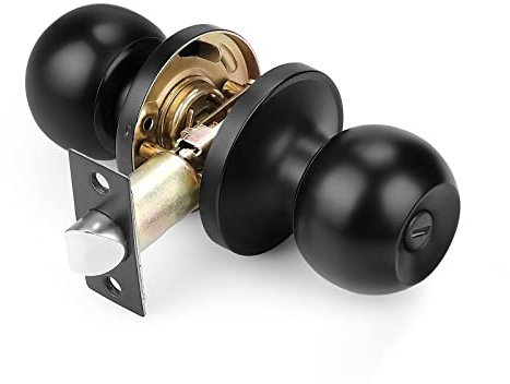 Probrico Black Privacy Door Knobs, Interior Door Knobs for Bedroom and Bathroom, Keyless 1 Pack
