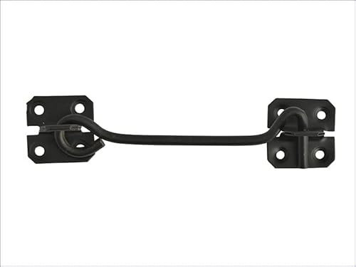 Homezone® 6 Black Galvanised Cabin Hook and Eye Garden Gate Lock Shed Door Latch Catch with Fittings Easy Install Indoor Outdoor Use Garden Patio Security Closure Durable Waterproof Weatherproof