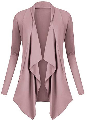 Urban GoCo Femmes Cardigan Drapé Ouverte Devant Manteau Manches Longues Ourlet Irrégulier Jaquette (Medium, Lavender)