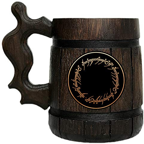 One Ring Mug. Lord Rings Gift. Tankard. Wood Beer Steins. Beer Tankard Christmas Presents for Dad/Birthday gift for Husband #47/0.6L / 22 ounces