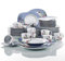 VEWEET Hannah Service de table 60 pièces en porcelaine avec assiettes à dessert, assiettes creuses, tasses, soucoupes pour 12 personnes (motif floral rose)