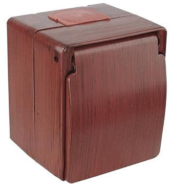 Aufputz Schuko Steckdose mit Klappdeckel Holzfarben · Mahagoni · IP44 / für Feuchtraum geeignet · Mutlusan · AP Serie NEMLIYER