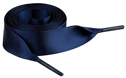 Jamron Flach Seide Satin Band Schnürsenkel 2CM Breit für Turnschuhe Ballerinas Pumps P13 Marinenblau 120CM