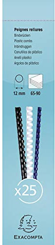 Exacompta - Ref 76400E - Binderücken - 12 mm dick, 21 Ringe, geeignet für A4-Dokumente, für ca. 65-90 Blatt, aus PVC-Material - weiß (25 Stück)