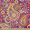 ABAKUHAUS Bunt Stoff als Meterware, Paisley Osten, ausdehnbar mit Elestan für Heimwerkarbeiten und Näharbeiten, 3Meters, Magenta Blau