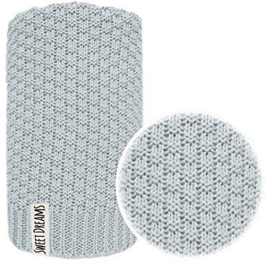 Baumwolle 100% Baby Strickdecke Kuschelige Decke ideal als Baby Decke, Erstlingsdecke, Wolldecke oder Baby Kuscheldecke 80x100 I 100x120 (1032) (Grau, 100 x 120)