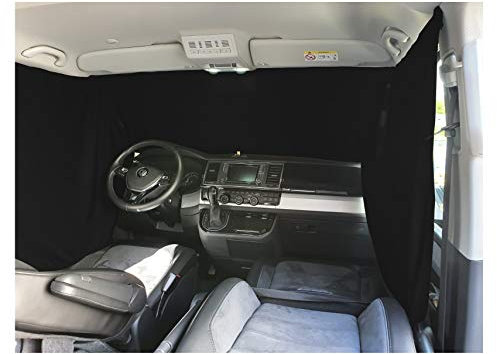 BREMER SITZBEZÜGE Frontscheibe Sonnenschutz Camping Führerhaus Gardinen Vorhang kompatibel mit Opel Vivaro B ab 2014-2019 in Schwarz