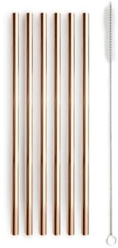 Wd Lifestyle - Lot de 6 Pailles en acier inox Ø8mm L21 cm Finition Cuivre Glossé - WD LIFESTYLE