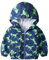 JinBei Manteau Capuche Bébé Garçon Veste Enfant Sweat-Shirt Dinosaure Blouson Zipper Poche Pull-Over Longue Manche Vert Mince Manteaux Mignon Outwear Printemps Automne Coupe-Vent 2-3 Ans