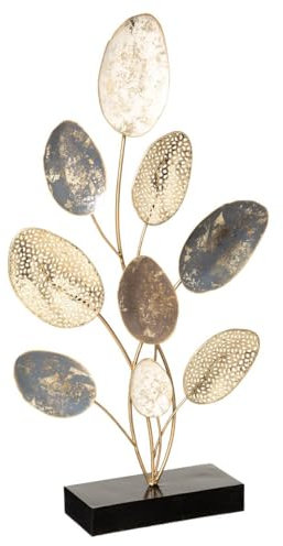 Atmosphera - Objet déco Feuilles - métal - Argent et doré H53 cm