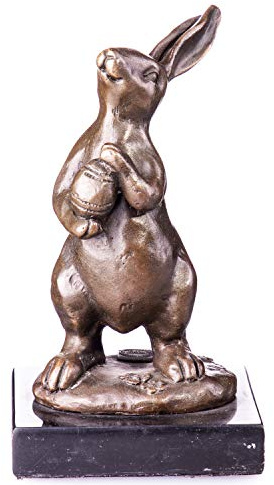 generich Bronzefigur Hase mit Ei 14x7,5 cm Bronze Figur Osterhase Zierfigur Dekofigur